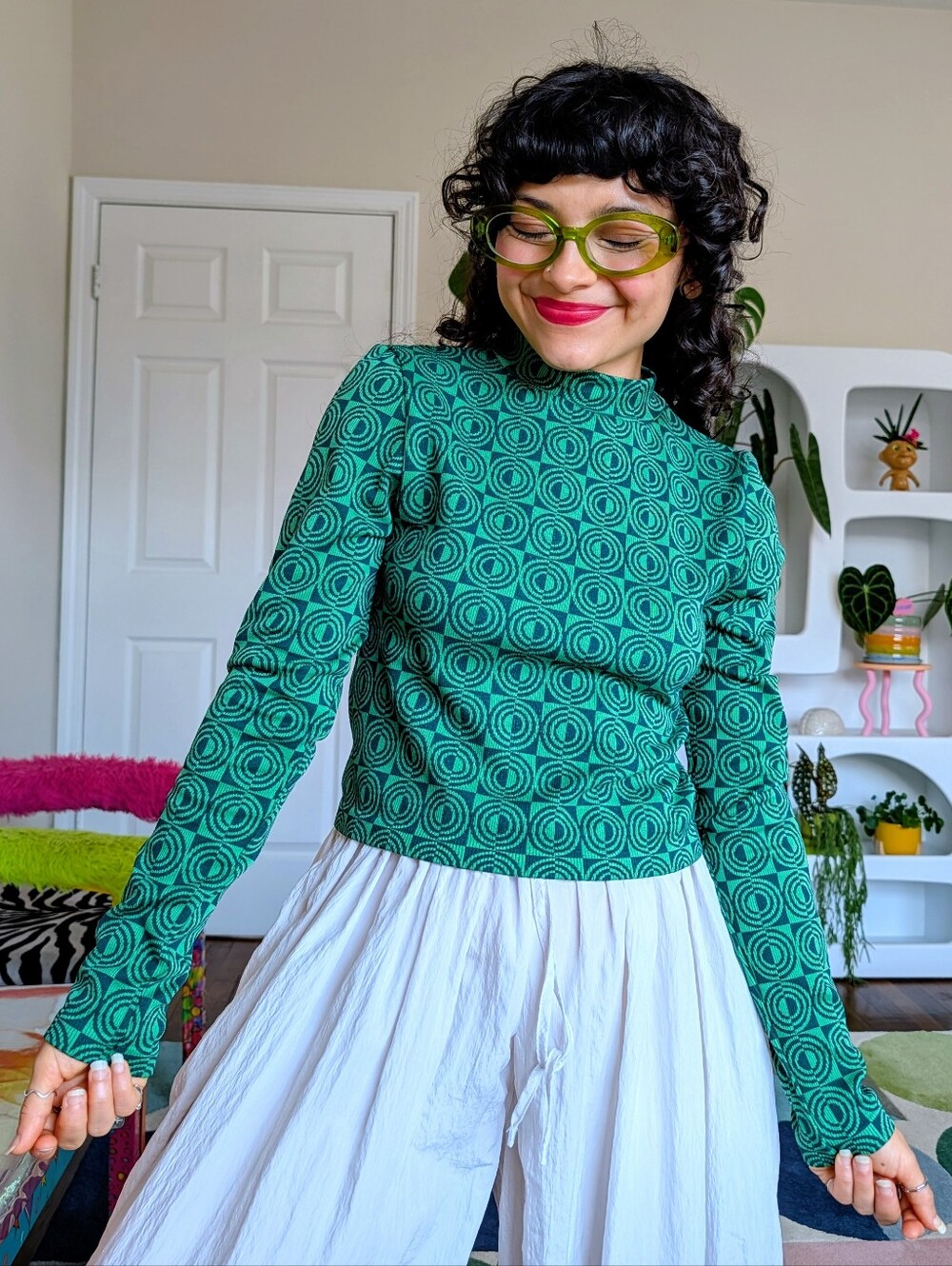 Estradivarius green long sleeve top